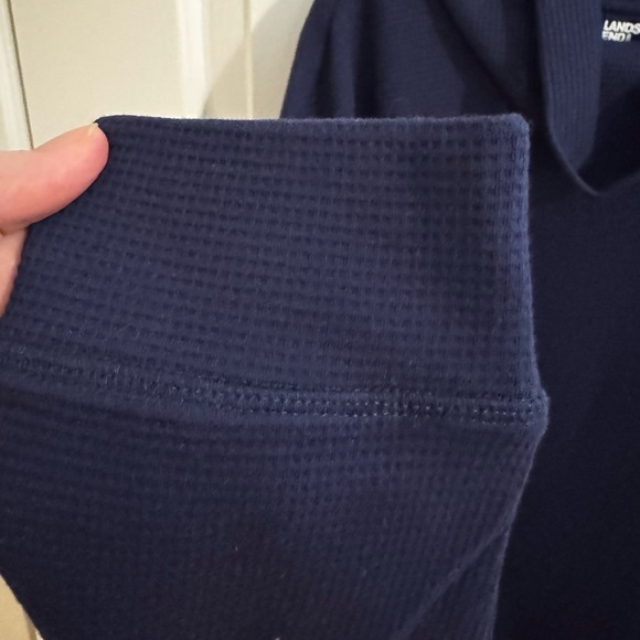 Lands' End New Women's Long Sleeve Waffle Funnel Neck Top Navy Plus 2X - Picture 5 of 11